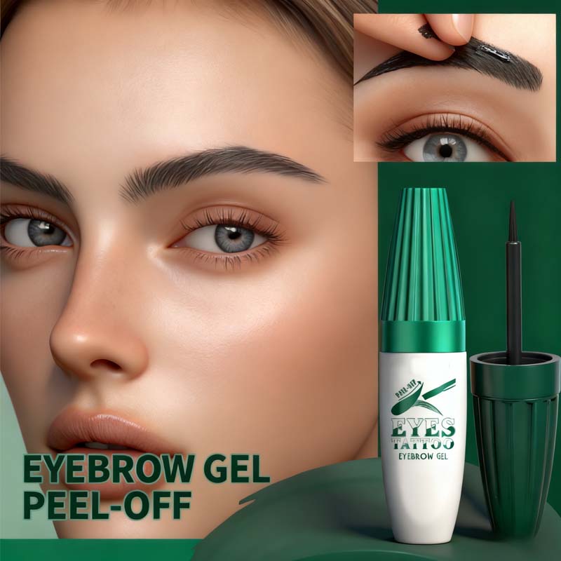 A close-up of Arenzza Waterproof Long-Lasting Eyebrow Tint showing dark, defined eyebrows on a model's face.