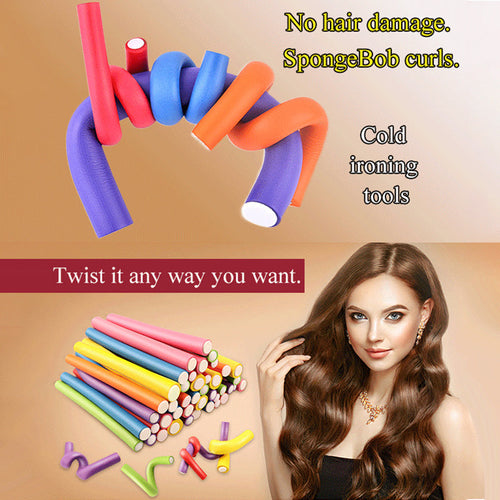 A set of 10 Arenzza universal sponge curling rods for hair styling, shown in a close-up image with pink and purple sponge material.