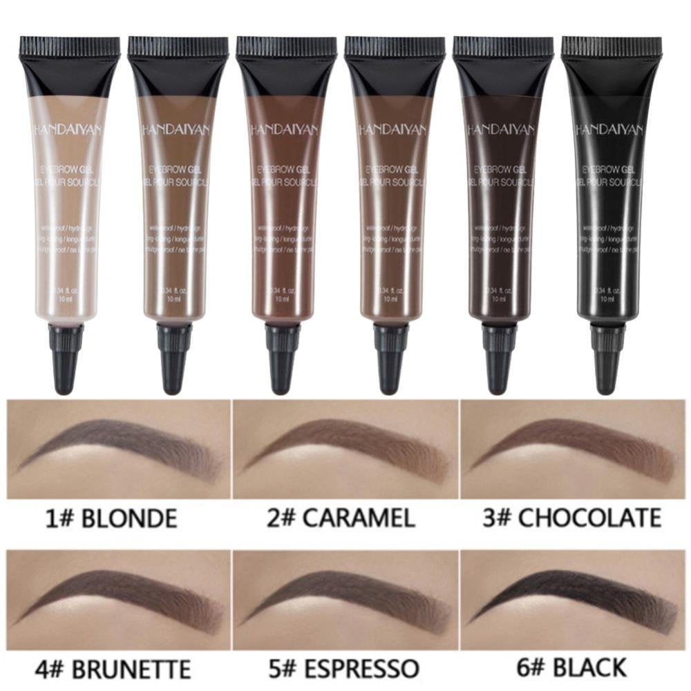 Arenzza waterproof liquid eyebrow gel in a sleek tube with a free brush, designed for long-lasting, smudge-proof eyebrow tinting.