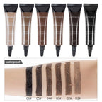 Arenzza waterproof liquid eyebrow gel and tint with a small brush, demonstrating long-lasting, smudge-proof eyebrow styling.