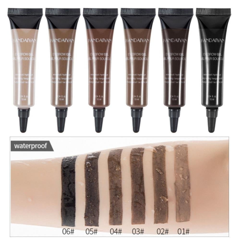 Arenzza waterproof liquid eyebrow gel and tint with a small brush, demonstrating long-lasting, smudge-proof eyebrow styling.