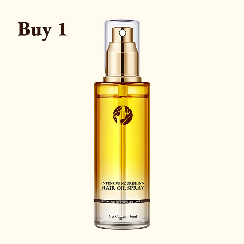 Arenzza Intensive Nourishing Hair Oil Spray bottle with a sleek design, perfect for healthy, shiny hair care.