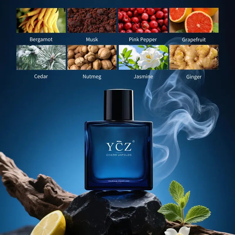 Arenzza YCZ Midnight Marine Eau De Parfum unisex 50ml bottle displayed with sleek packaging and a dark, ocean-inspired design.