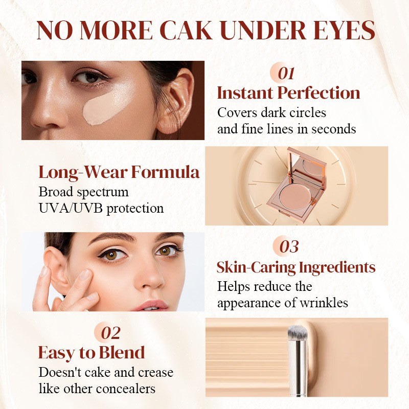 Arenzza undereye corrector concealer in a compact container, featuring a creamy texture for concealing dark circles and imperfections.