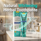Arenzza Natural Coco-Mint & Neem Toothpaste tube with mint leaves and neem plant, showcasing a health and beauty oral care product.