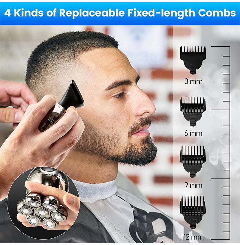 Arenzza upgrade multi-function electric shaver with a sleek design, featuring multiple shaving attachments and a digital display.