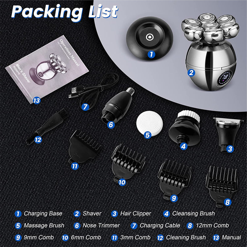Arenzza Upgrade multi-function electric shaver with sleek design, multiple grooming attachments, and ergonomic handle for health and beauty.