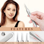 Arenzza beauty salon tweezers with pointed tips for precise hair removal, made of stainless steel for beauty and health use.