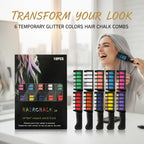 Arenzza festive fun hair chalk combs in vibrant colors, perfect for adding temporary, colorful highlights to hair.