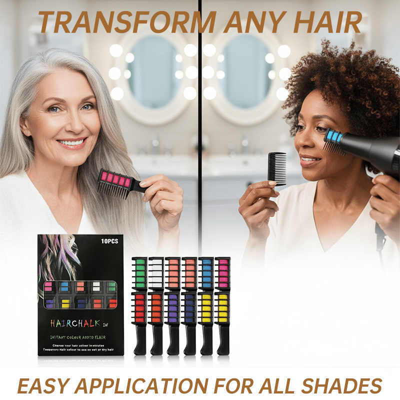 Arenzza festive fun hair chalk combs in vibrant colors, perfect for colorful hair styling and creative beauty looks.