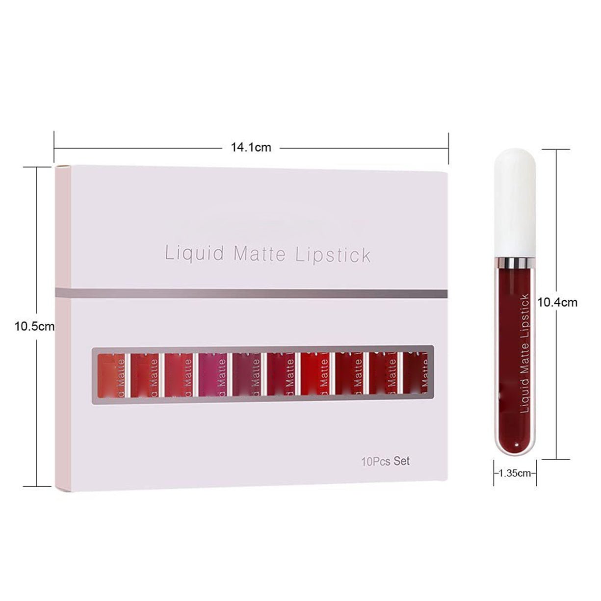 Set of 10 matte waterproof lip glosses by Arenzza, showcasing vibrant colors and sleek packaging for long-lasting, health & beauty use.