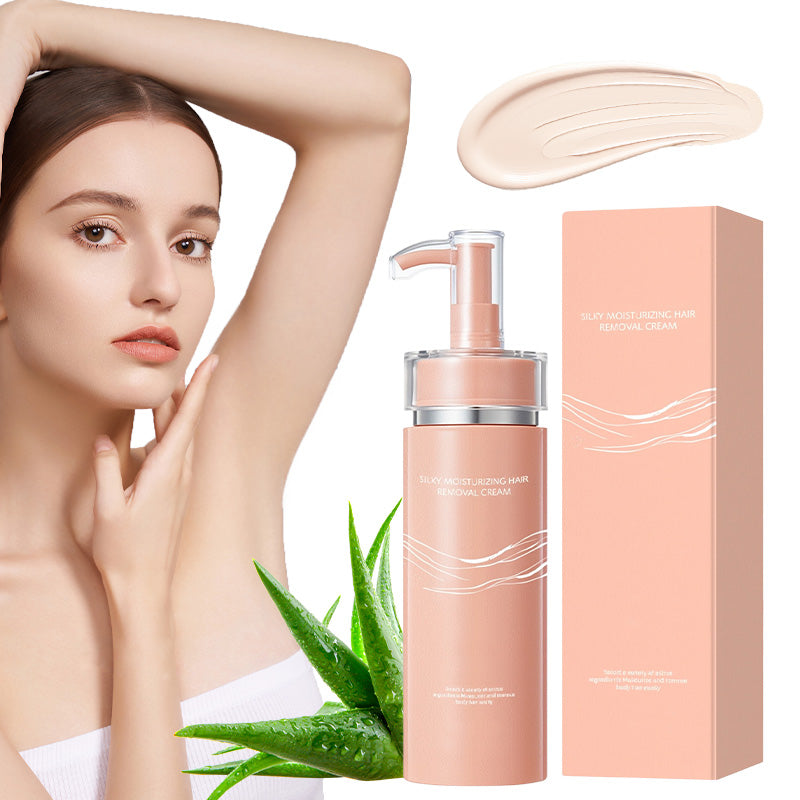 Arenzza gentle hair removal cream applying to underarms, legs, and arms for smooth, hair-free skin in a health and beauty setting.