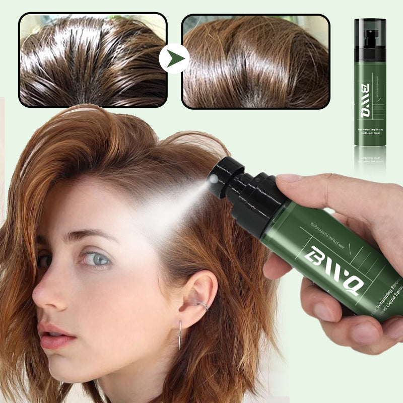 Arenzza Hair Volumizing Strong Hold Liquid Spray bottle with spray nozzle, designed for thickening and adding volume to hair.