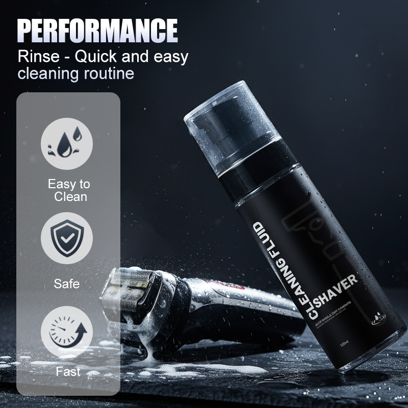 Arenzza electric shaver guard cleaning spray bottle for maintaining and cleaning shaver guards in health and beauty grooming.