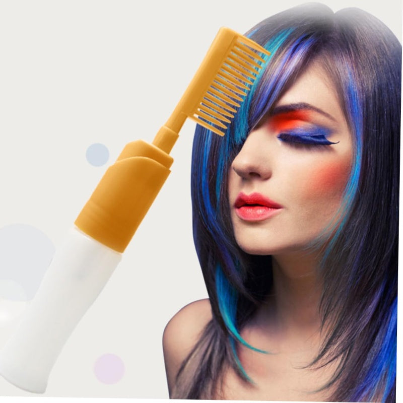 Arenzza hair dye application comb and bottle for easy hair coloring, in a sleek black and blue design, suitable for home hair dyeing.