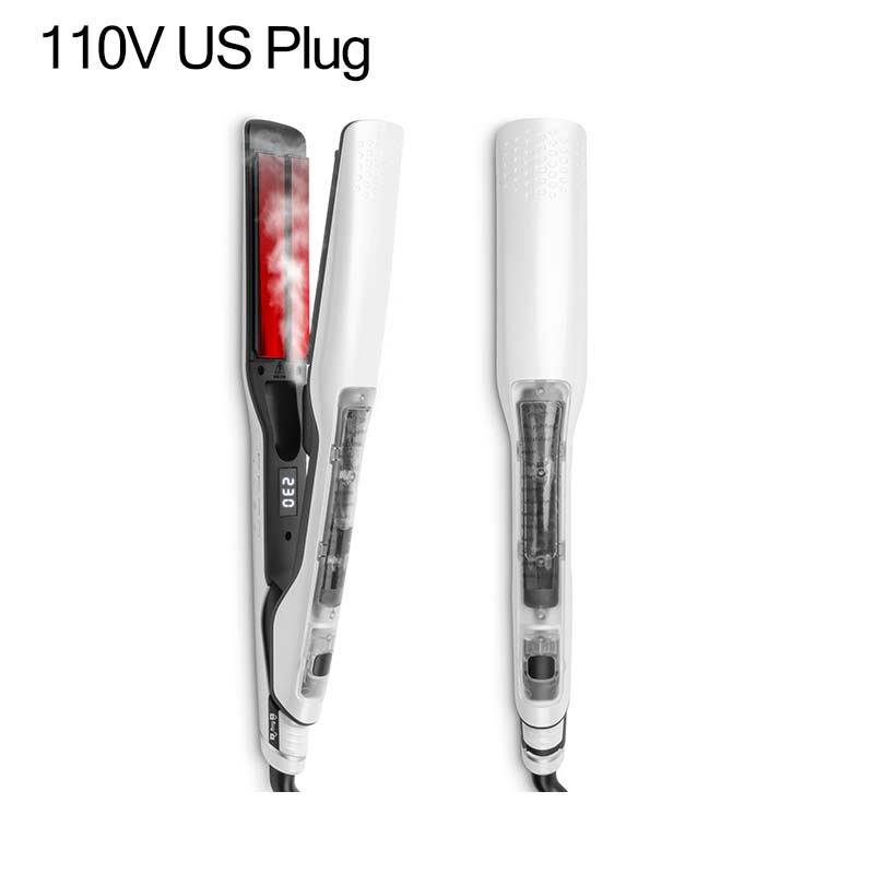 Arenzza professional steam hair straightener with ceramic plates, sleek black design, and digital temperature controls for smooth, shiny hair.