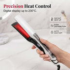 Arenzza professional steam hair straightener with ceramic plates, black and silver design, and adjustable temperature controls.