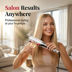 Arenzza professional steam hair straightener with ceramic plates, sleek black design, and digital temperature control for smooth styling.