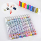 Arenzza 12-color professional nail art pen set with vibrant pens arranged in a row on a white background for detailed nail designs.