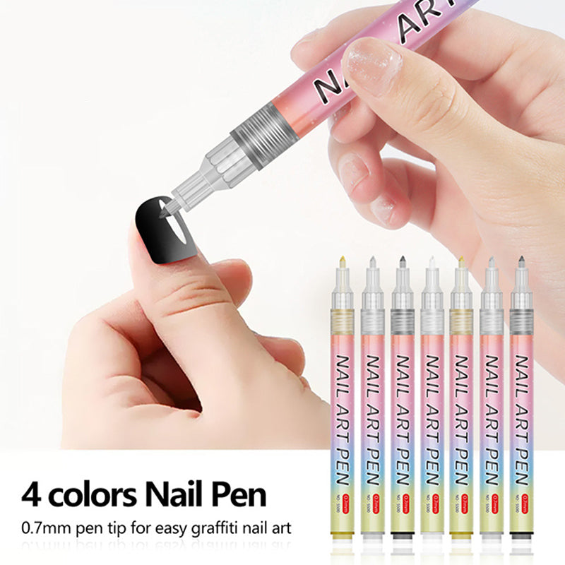 Arenzza 12-color professional nail art pen set for detailed nail designs, shown with colorful pens on a white background.