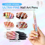 Arenzza 12-color professional nail art pen set for detailed nail design, featuring various fine-tipped pens on a white background.