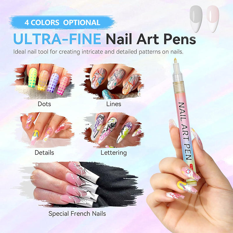 Arenzza 12-color professional nail art pen set for detailed nail design, featuring various fine-tipped pens on a white background.