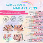 Arenzza 12-color professional nail art pen set with vibrant pens for detailed nail designs, displayed on a white background.
