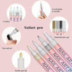 Arenzza 12-color professional nail art pen set with vibrant pens for detailed nail designs and decorating nails.