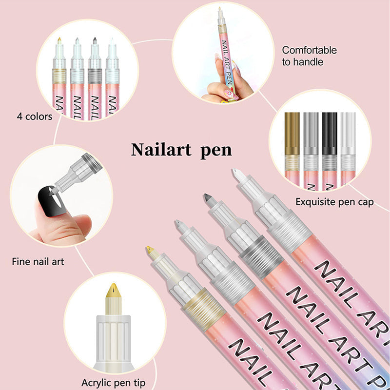Arenzza 12-color professional nail art pen set with vibrant pens for detailed nail designs and decorating nails.