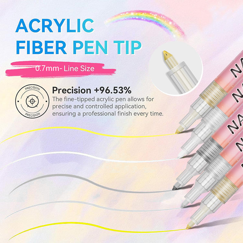 Arenzza 12-color professional nail art pen set featuring colorful pens for detailed nail designs in a health and beauty product image.