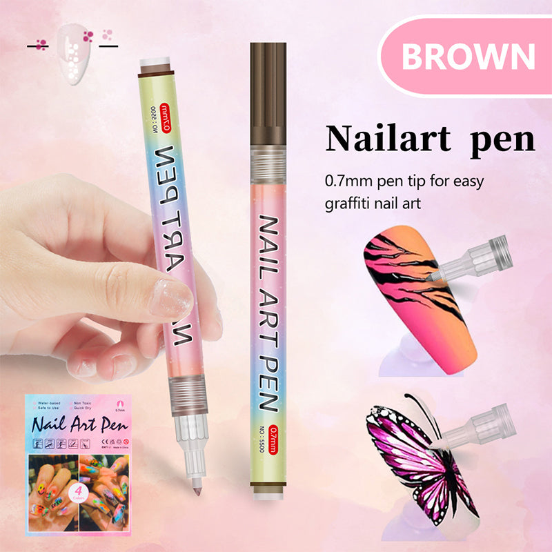 Arenzza 12-color professional nail art pen set with vibrant markers for detailed nail designs, displayed on a clean white background.