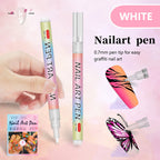 Arenzza 12-color professional nail art pen set with vibrant pens displayed on a white background for creative nail designs.