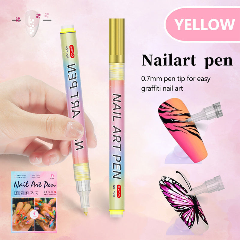 Arenzza 12-color professional nail art pen set with fine tips for detailed nail designs, displayed on a white background.