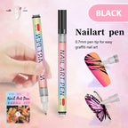 Arenzza 12-color professional nail art pen set with vibrant pens arranged in a row, perfect for detailed nail designs.