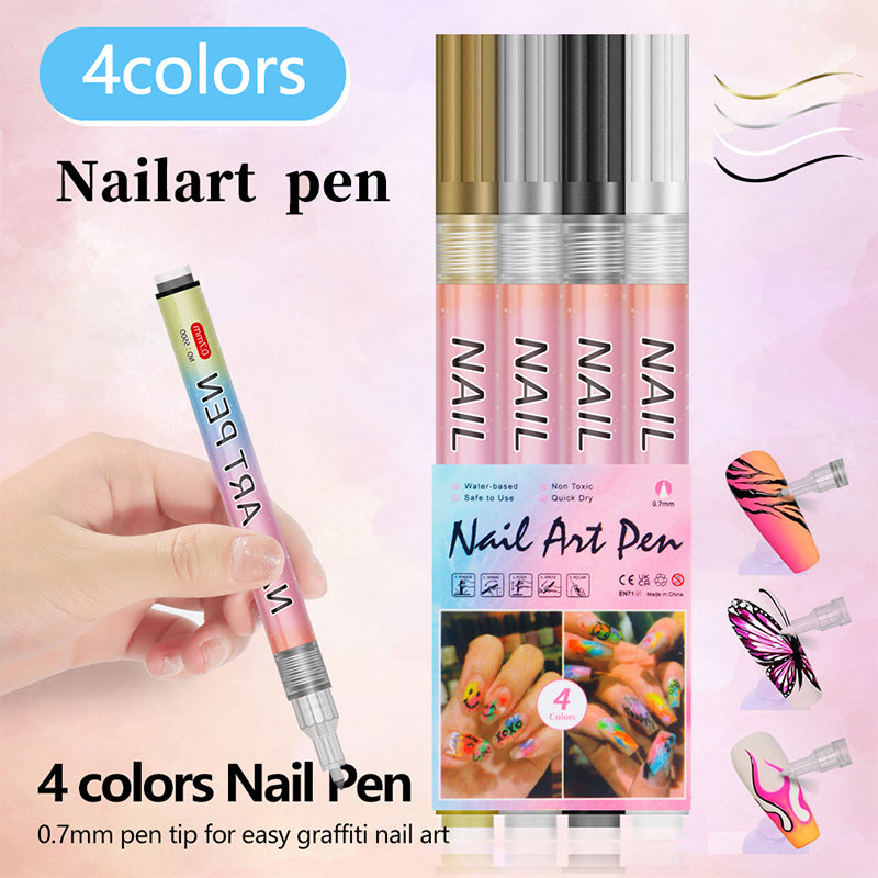 Arenzza 12-color professional nail art pen set with vibrant pens for detailed nail designs in a health and beauty product image.
