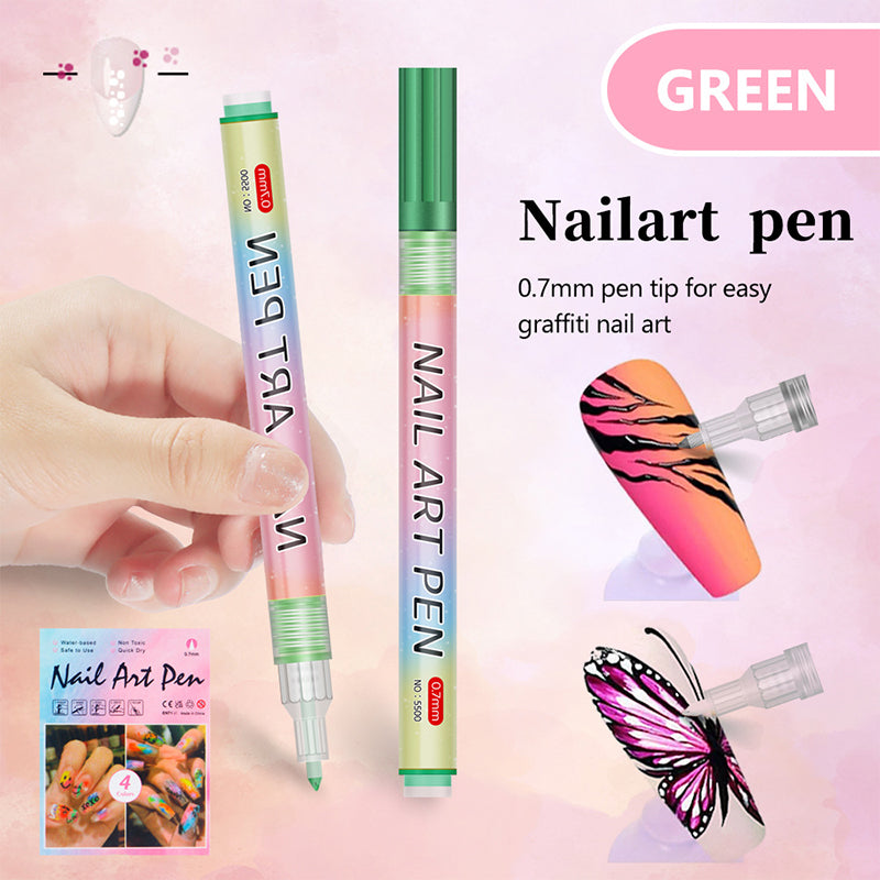 Arenzza 12-color professional nail art pen set with vibrant pens for detailed nail designs, displayed on a white background.