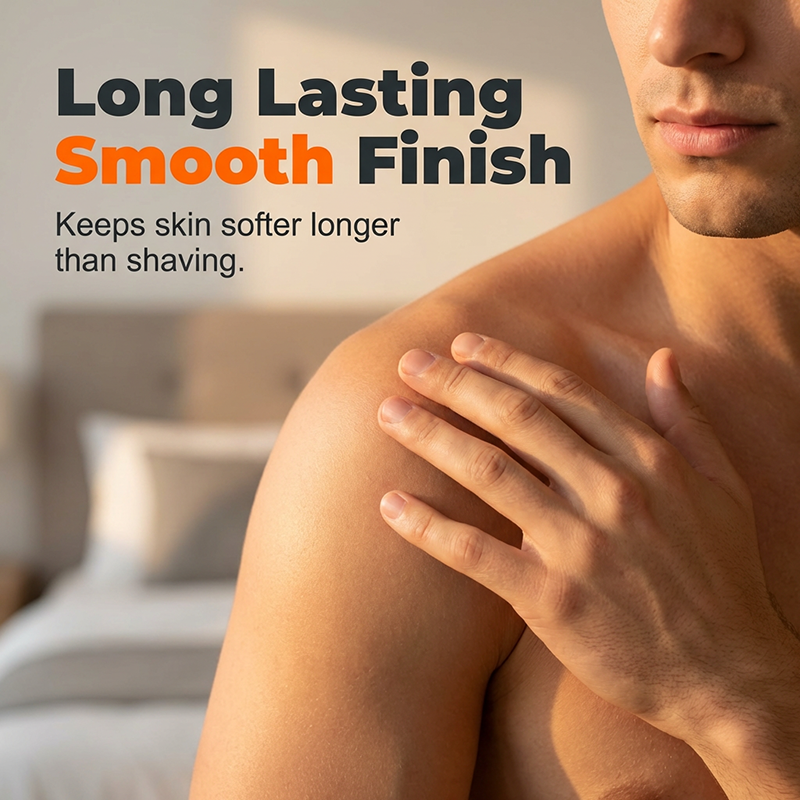 Arenzza men's intimate hair removal cream in a sleek tube, designed for effective and gentle hair removal in health and beauty.