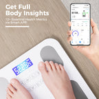 Arenzza smart body fat scale with LCD display showing weight and body composition metrics for health and fitness tracking.