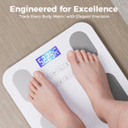 Arenzza Smart Body Fat Scale with LCD display measuring body weight and composition for health tracking.