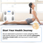 Arenzza smart body fat scale with LCD display showing weight and health metrics, designed for accurate body composition measurement.
