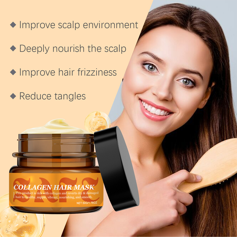 Arenzza Collagen Hair Mask for dry and damaged hair, creamy treatment in a jar for nourishing and restoring hair health.