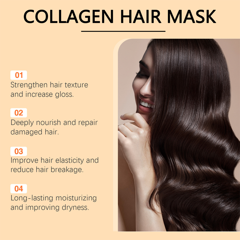 Arenzza collagen hair mask for dry and damaged hair, featuring a jar with product label and hair care ingredients on a white background.