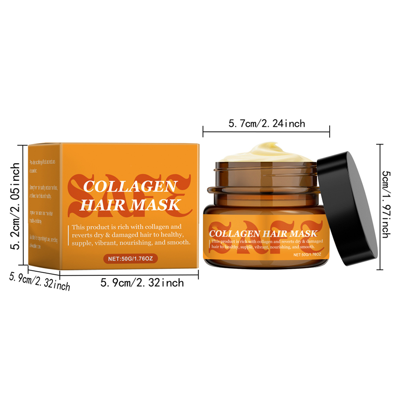 Arenzza collagen hair mask for dry and damaged hair, shown in a jar with a creamy texture, in a health and beauty setting.