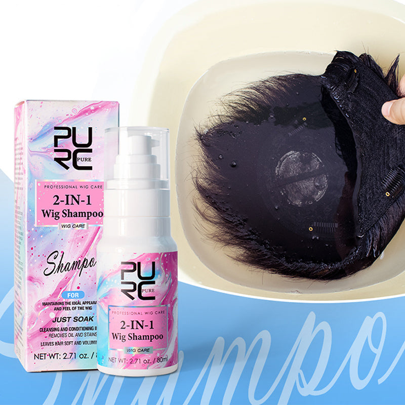 Arenzza 2-in-1 Wig Care Shampoo bottle for healthy hair and scalp, with packaging showing product label and branding.
