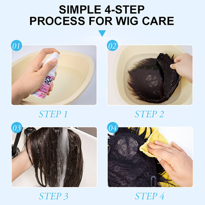 Arenzza 2-in-1 Wig Care Shampoo bottle, health and beauty product for cleaning and conditioning wigs, with a sleek design.