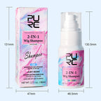 Arenzza 2-in-1 Wig Care Shampoo in a clear bottle, with a pump dispenser, designed for healthy wig maintenance.