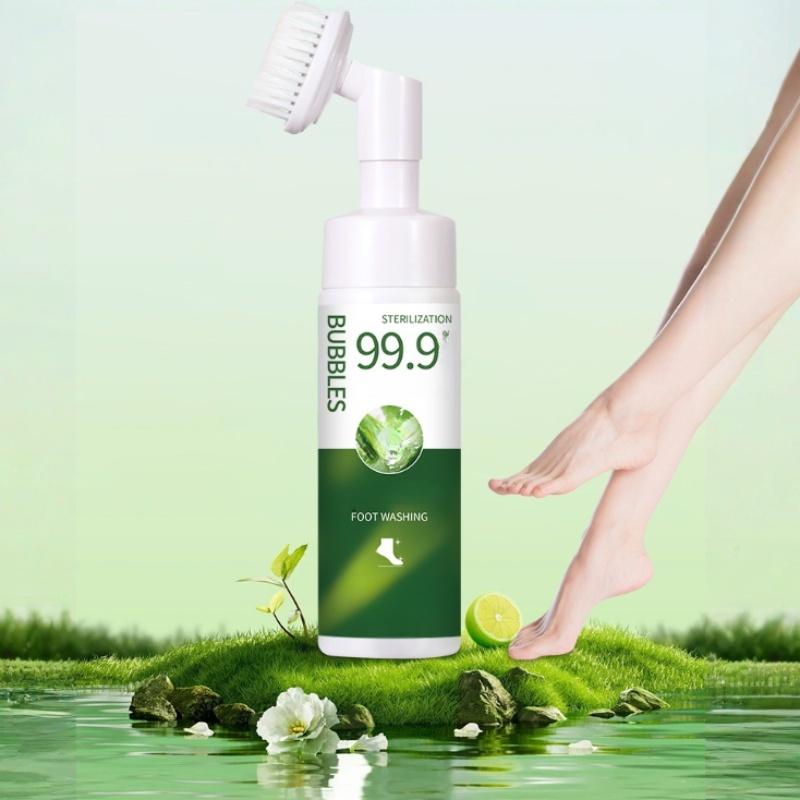 Arenzza antibacterial foot wash with 360° brush for stinky feet, featuring a sleek bottle design for health and beauty care.
