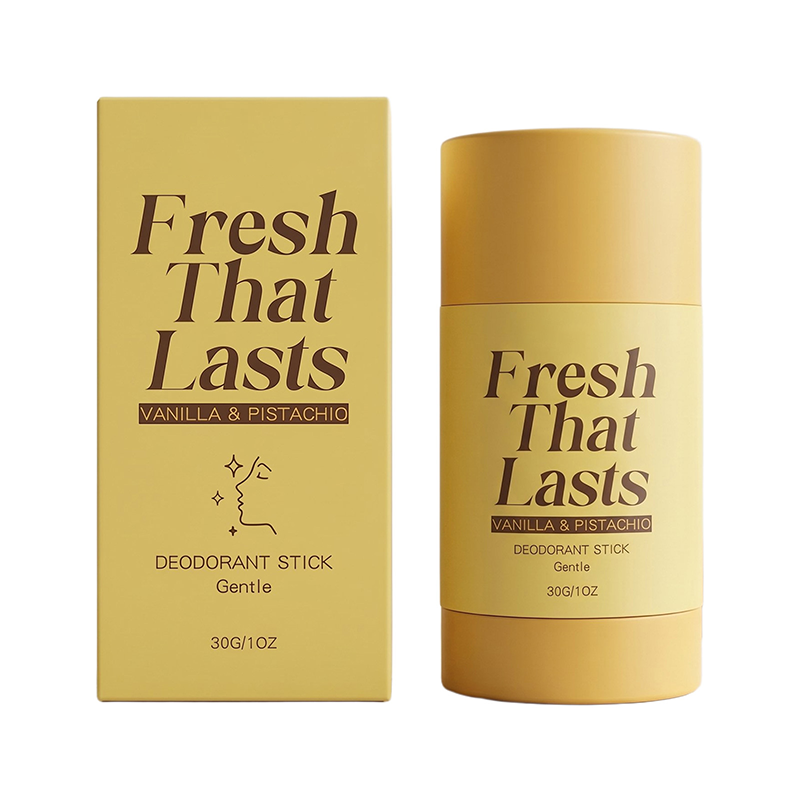 Arenzza Fresh Moisturizing Deodorant Stick shown in a clear container with a white cap, designed for underarm freshness and hydration.