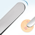 Arenzza stainless steel blackhead removal kit with tools and alcohol pads for skincare, displayed on a white background.