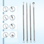 Arenzza stainless steel blackhead removal kit with tools and free alcohol pads for skincare and pore cleansing.